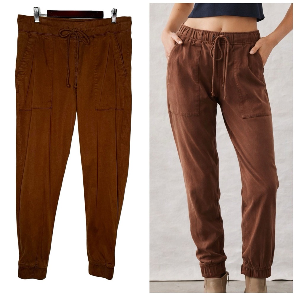 Anthropologie Cloth & Stone Jogger Pants M Rust Drawstring Comfy Elastic Waist